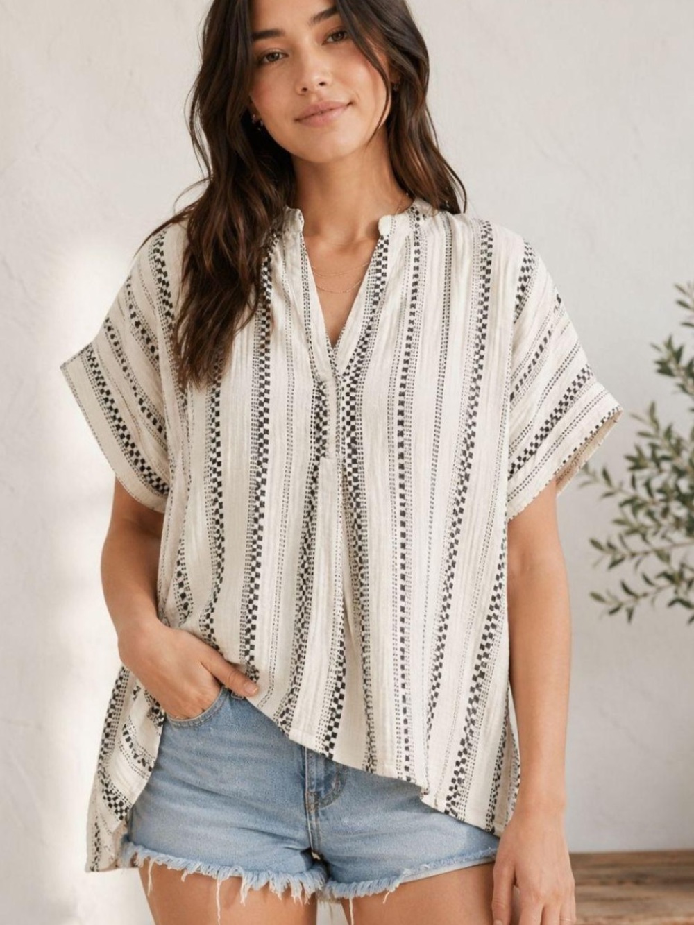 Madewell Lightspun Lakeline
Popover Popover Top Lagonlook Gauze Jacquard Stripe